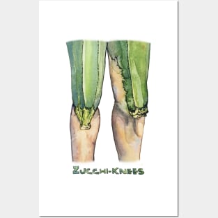 Quirky Zucchi-knees Pun Painting, Zucchini Gardener Posters and Art